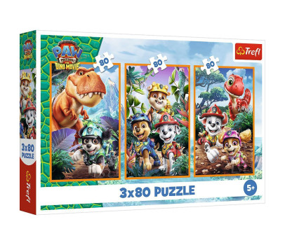 Puzzle 3v1 Tlapková patrola/Paw Patrol Dino Movie: Dinosauří hrdinové 3x80 dílků v krabici