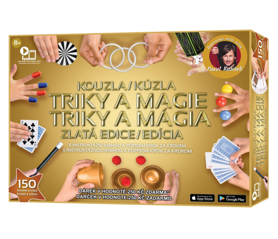 Škola kouzel - Kouzla, triky a magie - Zlatá edice 150 triků v krabici 42x29cm