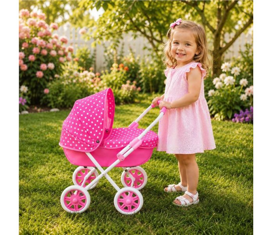 Dětský kočárek pro panenky New Baby Anička růžový, Růžová