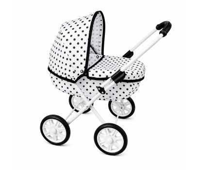 Dětský kočárek pro panenky New Baby Anička dots, Bílá