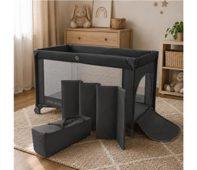 Dětská cestovní postýlka Milly Mally Mirage v přenosné tašce dark grey, Šedá
