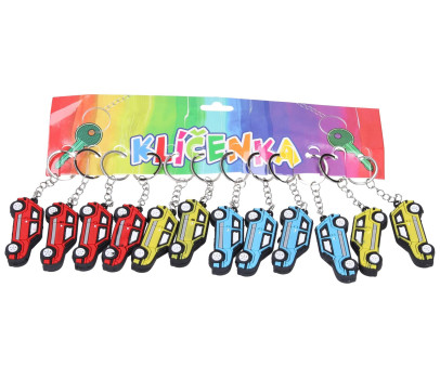 Přívěsek na klíče/Klíčenka auto 12cm 3 barvy 12ks na kartě