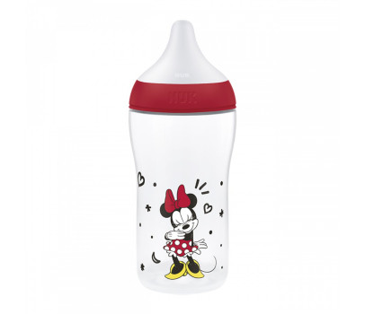 Kojenecká láhev NUK Perfect Match s kontrolou teploty Disney Minnie 260 ml red, Červená