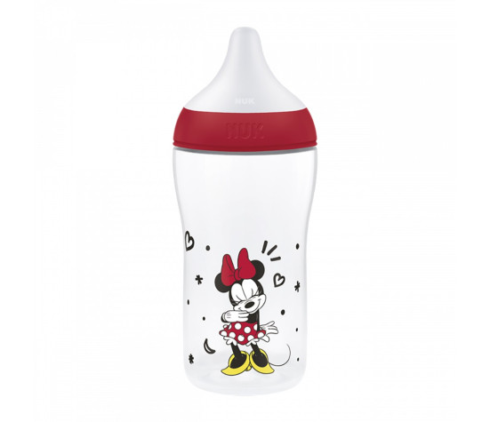 Kojenecká láhev NUK Perfect Match s kontrolou teploty Disney Minnie 260 ml red, Červená