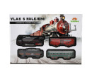Vlak + 3 vagóny s kolejemi plast na baterie se světlem v krabici 35x24,5x4cm