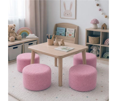 Dětská taburetka New Baby Teddy pink, Růžová