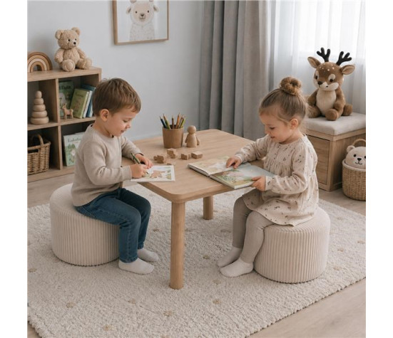 Dětská taburetka Manšestrová New Baby cream, Smetanová