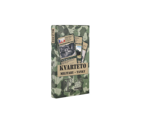 Kvarteto Military Tanky společenská hra - karty 32 kartiček v krabičce 6x11cm