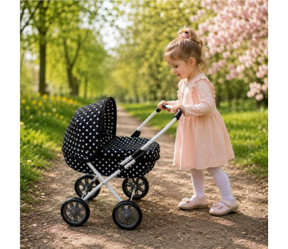 Dětský kočárek pro panenky New Baby Anička black, Černá