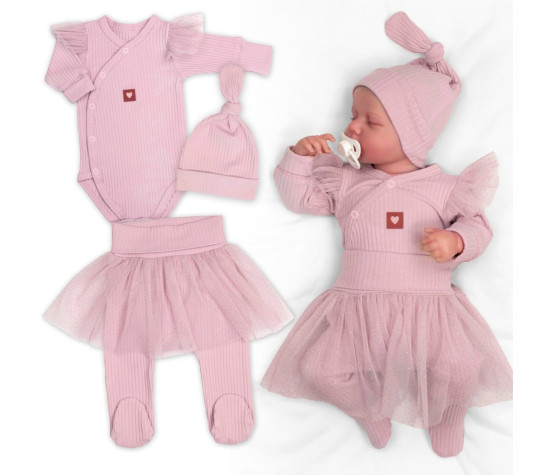Žebrovaná rostoucí souprava 3D Lux, Sweet Angel - pudrově růžová