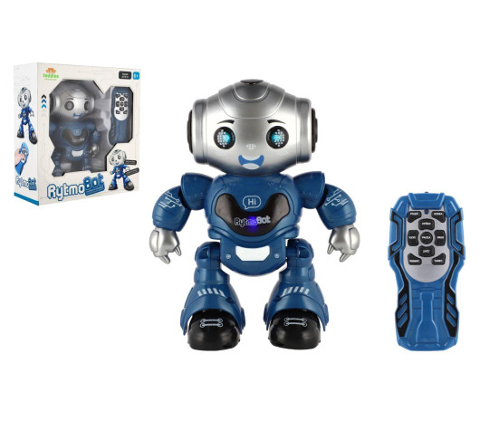 Robot RC Rytmobot na infra ovládání plast 20cm na baterie se světlem se zvukem v krabici 25x26x10cm