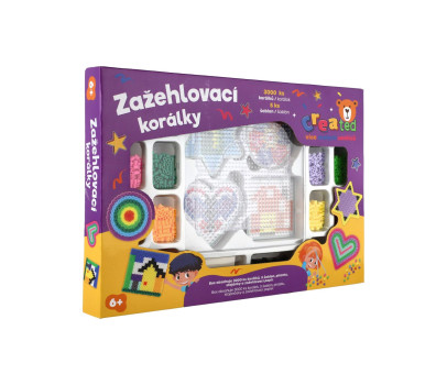 Zažehlovací korálky created 3000ks + 4 podložky s doplňky v krabici 40x27x3,5cm