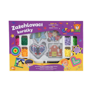Zažehlovací korálky created 3000ks + 4 podložky s doplňky v krabici 40x27x3,5cm