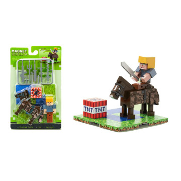 Stavebnice Magnet World Bojovník s koněm na kartě 11x18cm