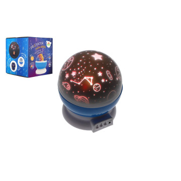 Projektor noční oblohy modrý plast 14x11cm na baterie/USB se světlem v krabici 13x14x13cm