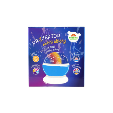 Projektor noční oblohy modrý plast 14x11cm na baterie/USB se světlem v krabici 13x14x13cm