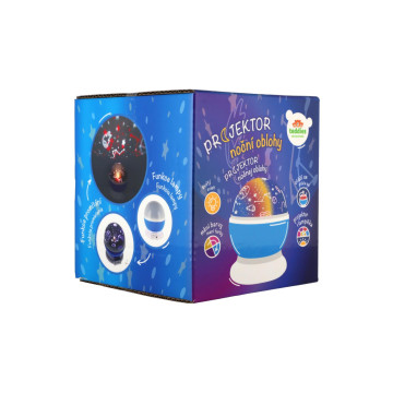 Projektor noční oblohy modrý plast 14x11cm na baterie/USB se světlem v krabici 13x14x13cm