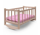 Dřevěná postýlka-kolébka pro panenky s povlečením Baby Mix stars pink