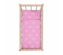 Dřevěná postýlka-kolébka pro panenky s povlečením Baby Mix stars pink