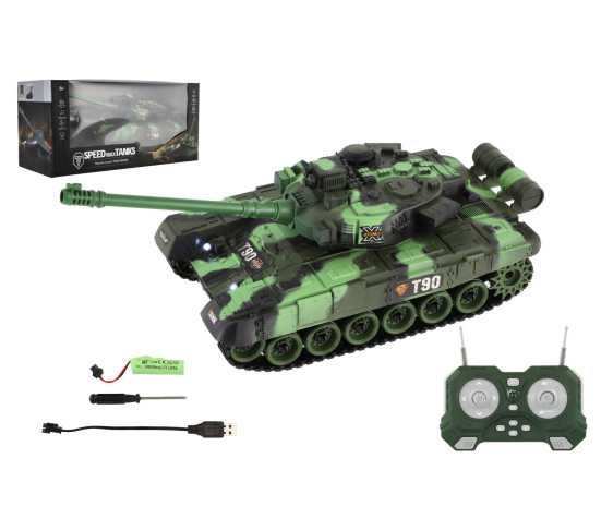 Tank RC 2,4GHz s dobíjecím packem se světlem se zvukem v krabici 37x18x16cm