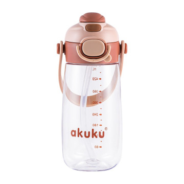 Školní láhev s brčkem Akuku 480 ml mocha, Hnědá