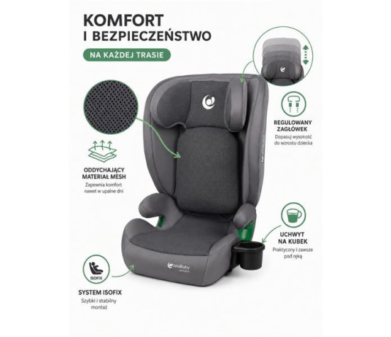 IslaBaby SafiroFix i-Size – autosedačka 100–150 cm, 15–36 kg s ISOFIX | Mesh Black 2026, Černá