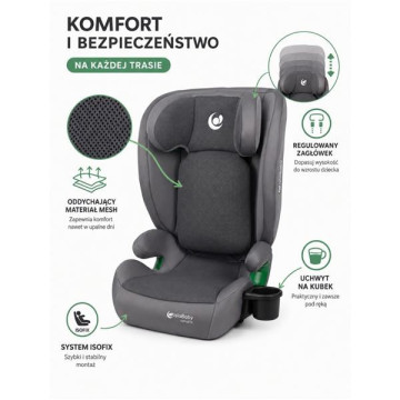 IslaBaby SafiroFix i-Size – autosedačka 100–150 cm, 15–36 kg s ISOFIX | Mesh Grey 2026