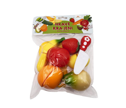 Ovoce krájecí plast s prkénkem 13,5x8cm s nožem v sáčku 18x26x5cm