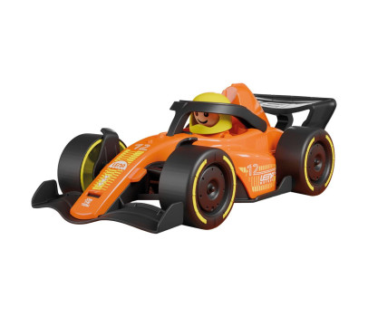 Závodní vůz formule 21cm s figurkou oranžová v krabici 22x10,5x11cm 24m+