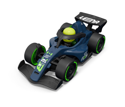 Závodní vůz formule 21cm s figurkou tmavě modrá v krabici 22x10,5x11cm 24m+