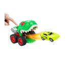 Auto dinosarus 18cm na volný chod vystřelující autíčko 2 barvy v krabici 22x16x13cm