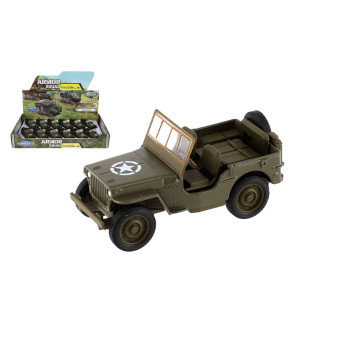 Auto Welly Jeep 1941 Willys MB terénní vojenské plast/kov 10cm zpětné natažení 12ks v boxu