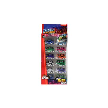 Sada auta mini závodní 12ks plast 5cm na zpětné natažení v krabičce 13x25x3,5cm