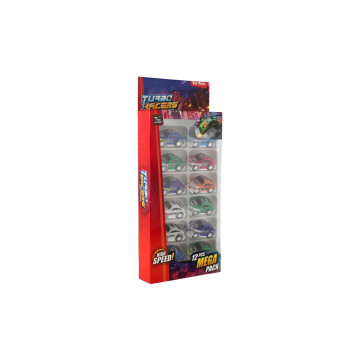 Sada auta mini závodní 12ks plast 5cm na zpětné natažení v krabičce 13x25x3,5cm