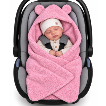 Fusák, deka s kapucí do autosedačky Beránek, Baby Nellys - pudrová, růžová