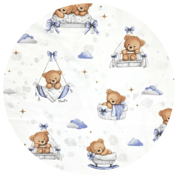 Oteplená zavinovací deka s kapucí, minky, 90 x 90 cm - Medvídci, modrá