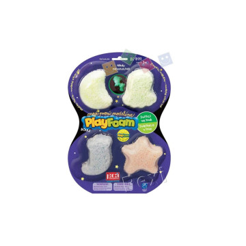 PlayFoam® Modelína/Plastelína kuličková 4 barvy svítící ve tmě na kartě 19x26x3cm