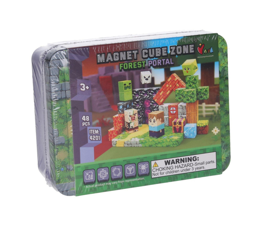 Stavebnice Magnet Cube Zone - Forest Portal 48 dílků v krabičce 13x5x10cm