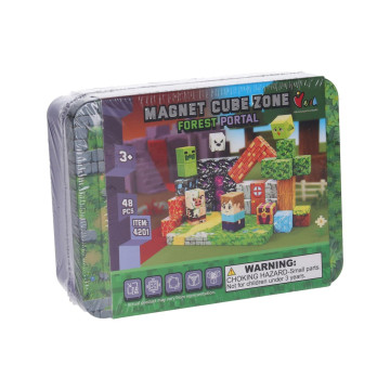 Stavebnice Magnet Cube Zone - Forest Portal 48 dílků v krabičce 13x5x10cm