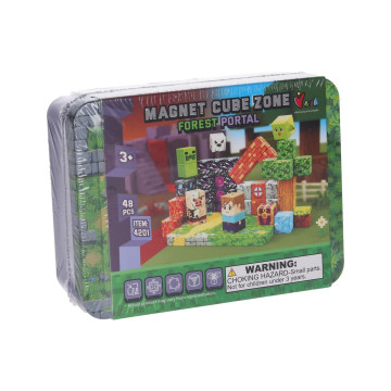 Stavebnice Magnet Cube Zone - Forest Portal 48 dílků v krabičce 13x5x10cm