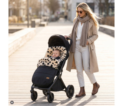 Fillikid Fusak zimní z merino jehněčí kožešiny Bernina snow Leopard black