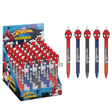 Tužka/pero gumovací Spiderman 15cm 5 druhů 30ks v boxu