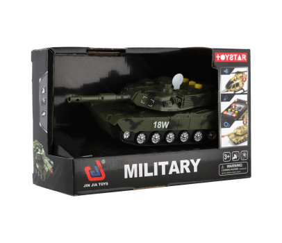 Tank 17cm na volný chod na baterie se světlem se zvukem zelený v krabici 19x12,5x8cm
