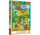Puzzle 2v1 Jurský svět: Malí dinosauři 2x24 dílků 27,5x18cm v krabici 19x29x4cm