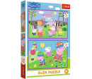 Puzzle 2v1 Peppa Pig: Peppa na hřišti 2x24 dílků 27,5x18cm v krabici 19x29x4cm