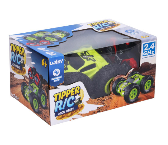 Auto Rock Buggy Tipper kaskadérské RC 2,4GHz 15x14cm na dobíjecí pack + baterie se světlem v krabici
