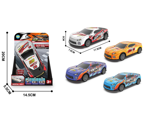 Auto driftovací kovové závodní na setrvačník 17cm 4 barvy na kartě 14,5x20cm