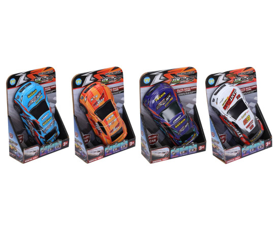 Auto driftovací kovové závodní na setrvačník 17cm 4 barvy na kartě 14,5x20cm