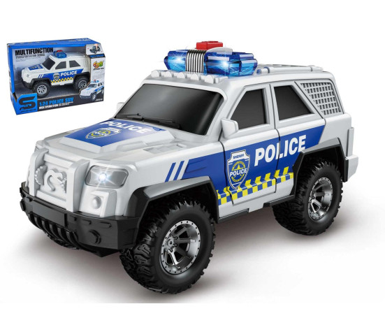 Auto SUV policejní 15cm na baterie se zvukem se světlem v krabici 18x12cm