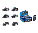 Stavebnice auto policejní na zpětné natažení mix druhů v krabičce 11x18,5cm 12ks v boxu